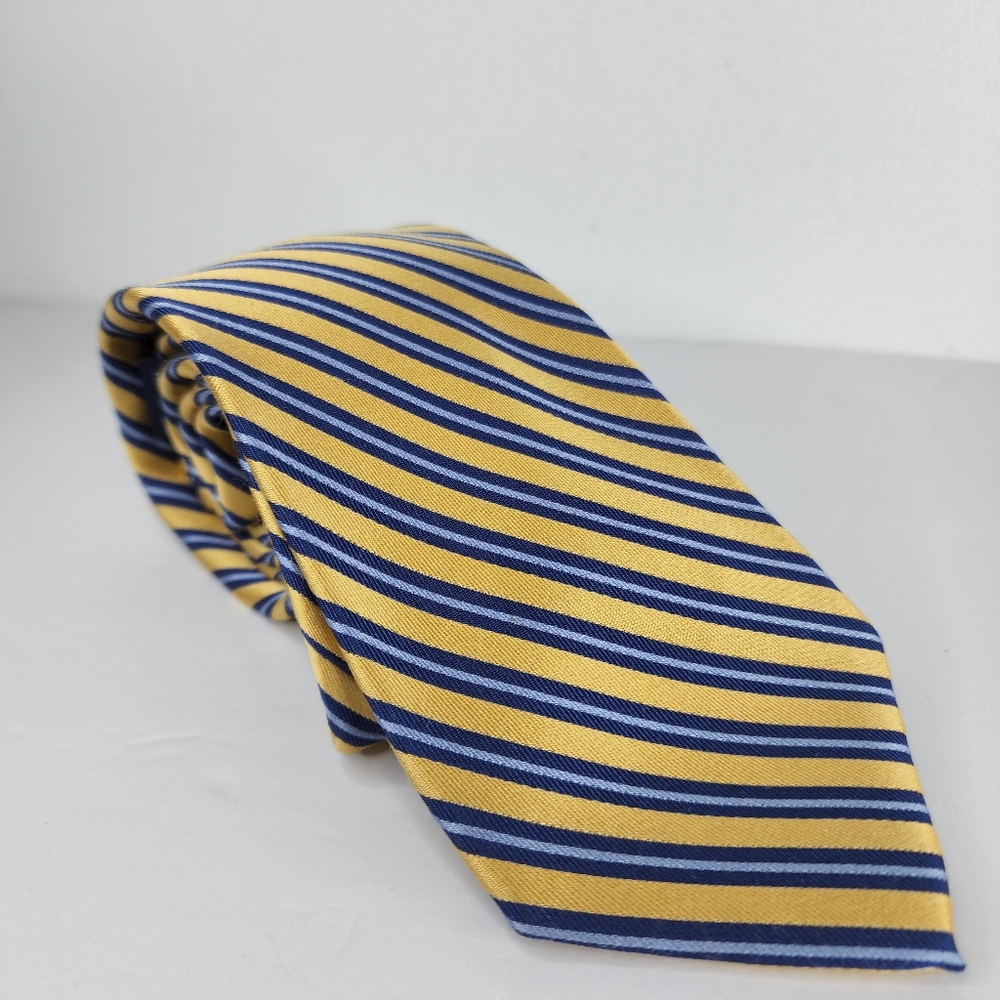 SADDLEBRED Yellow & Blue Stripe Tie.